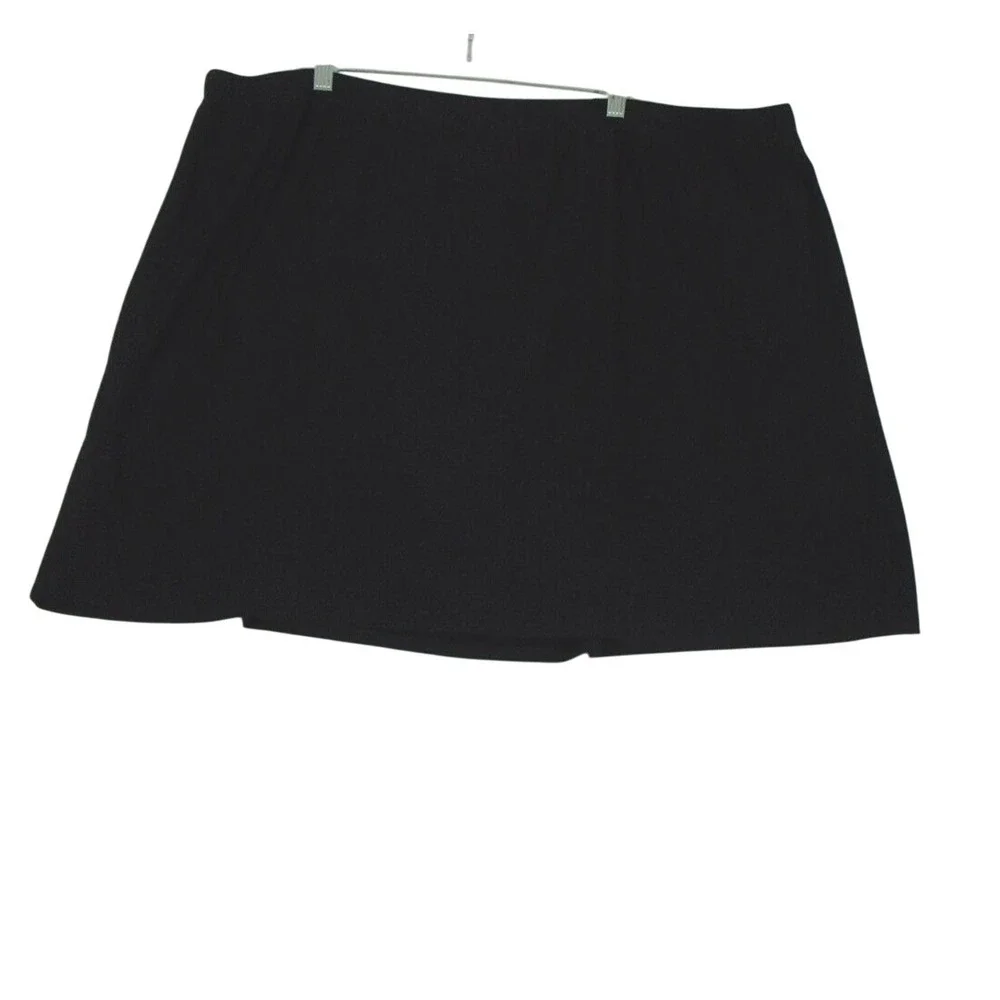 Susan Graver Size 3X Pull On Swim Skort Black‎ Stretch Elastic Waist Women's